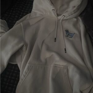 Men's Cream Hoodie with Embroidered Logo